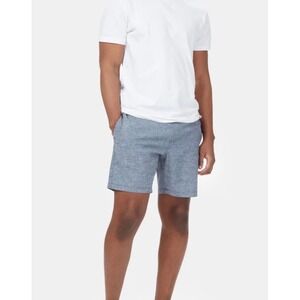 tentree Mens Hemp Blend Elastic Waist Drawstring Shorts Blue XL